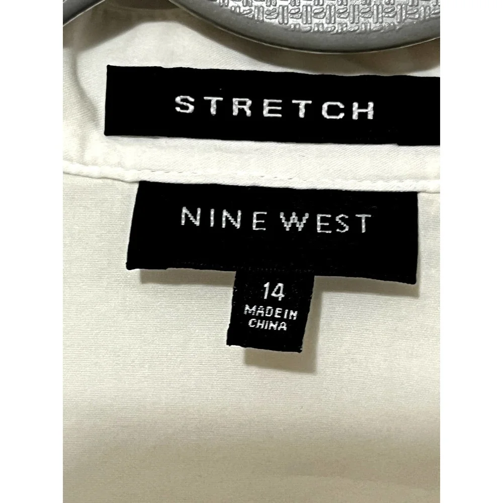 Nine West Button Down Ruffle Cotton Long Sleeve Top Blouse NWOT Size 14 - Picture 5 of 8